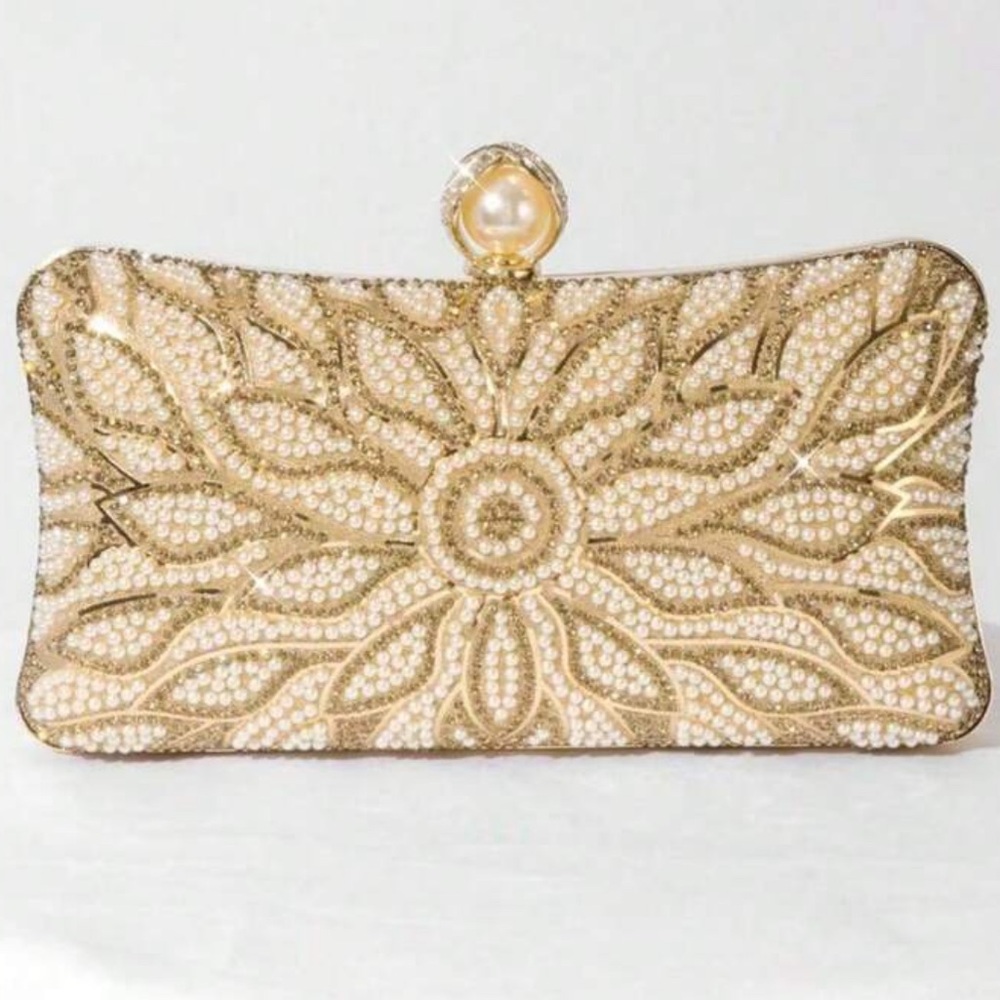 Champagne Gold  Rhinestone Evening Clutch - Women Bags